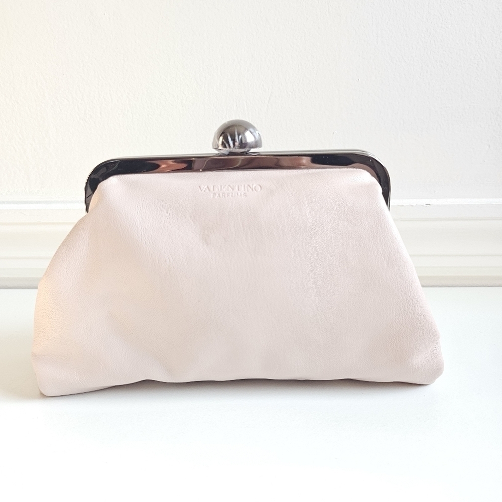 New Valentino Valentina Parfums Leather Cosmetic Makeup Clutch Purse Handbag